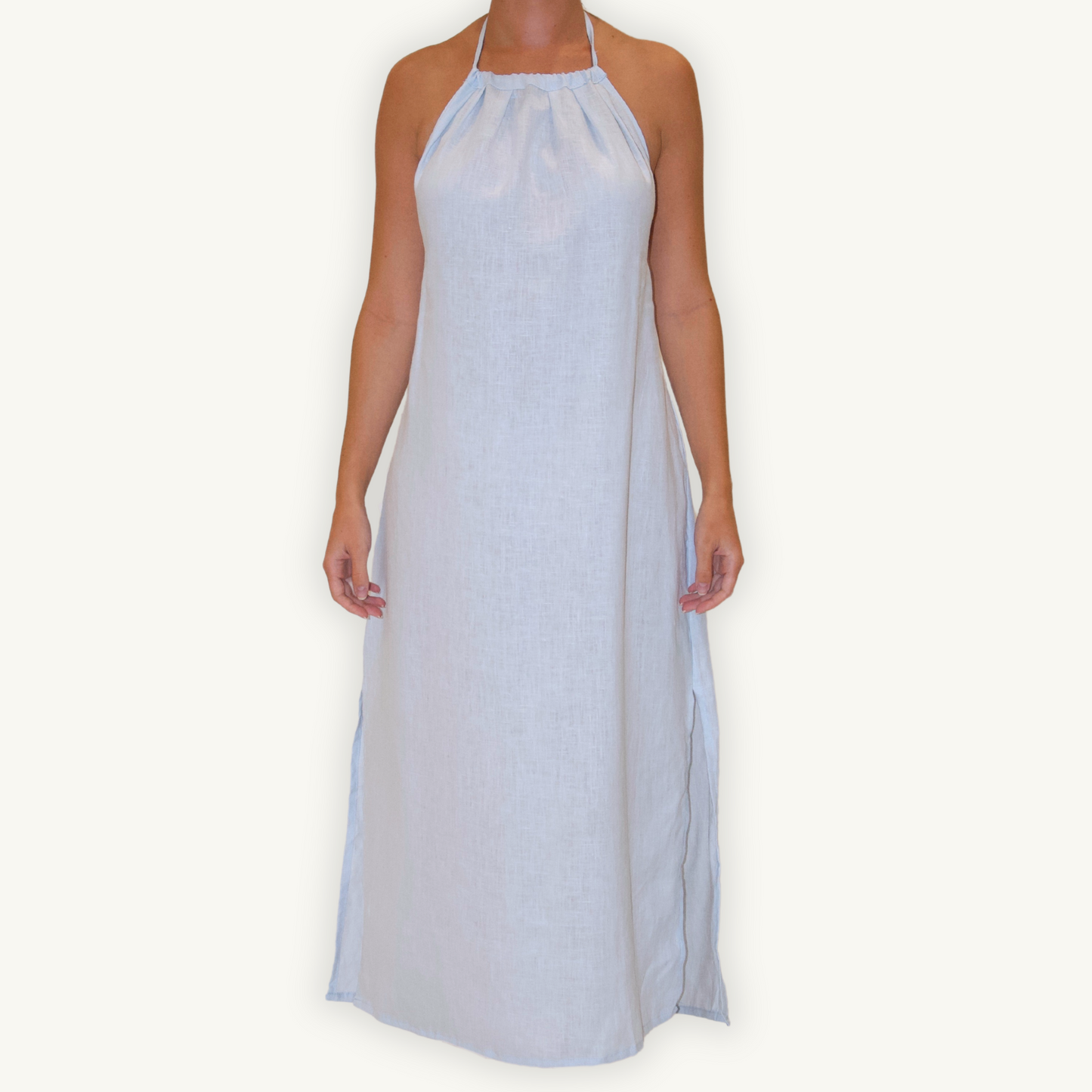 The Aianna - Blue 100% Linen Dress