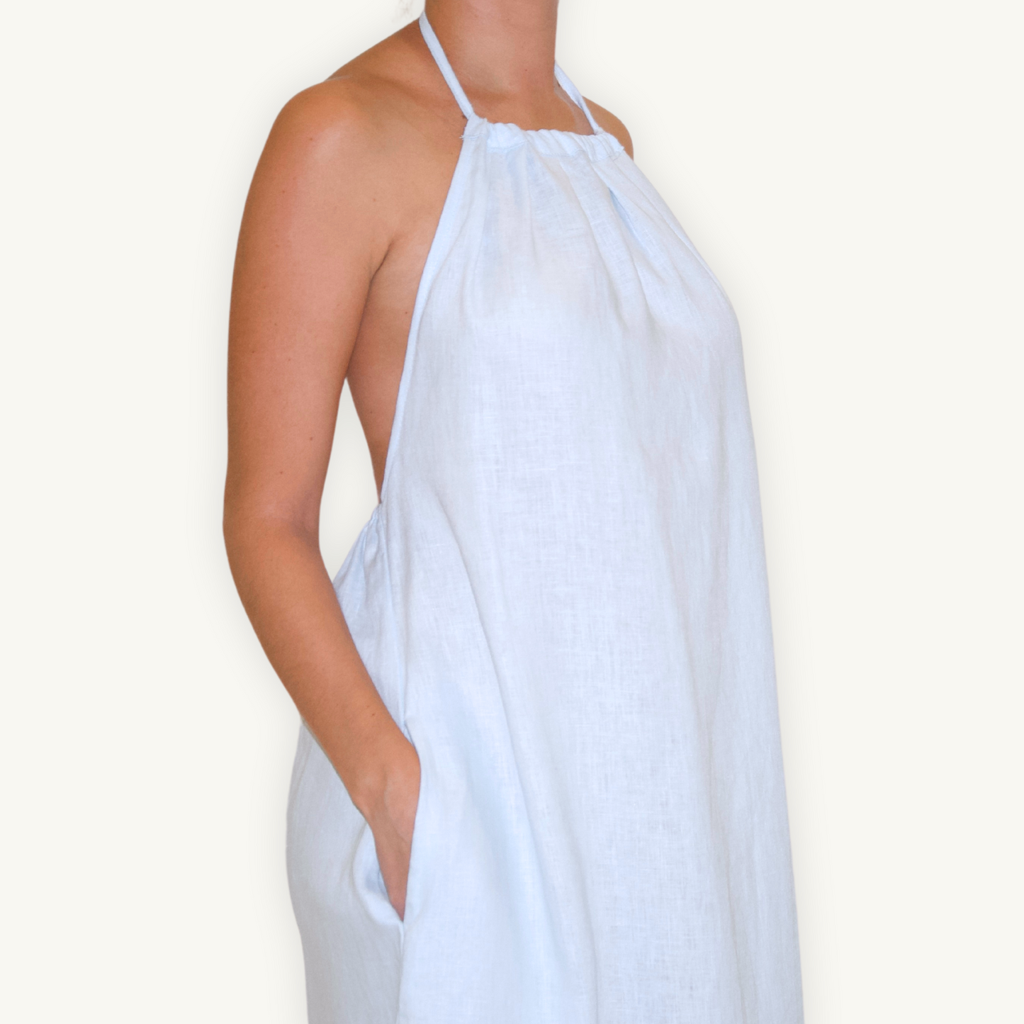 The Aianna - Blue 100% Linen Dress