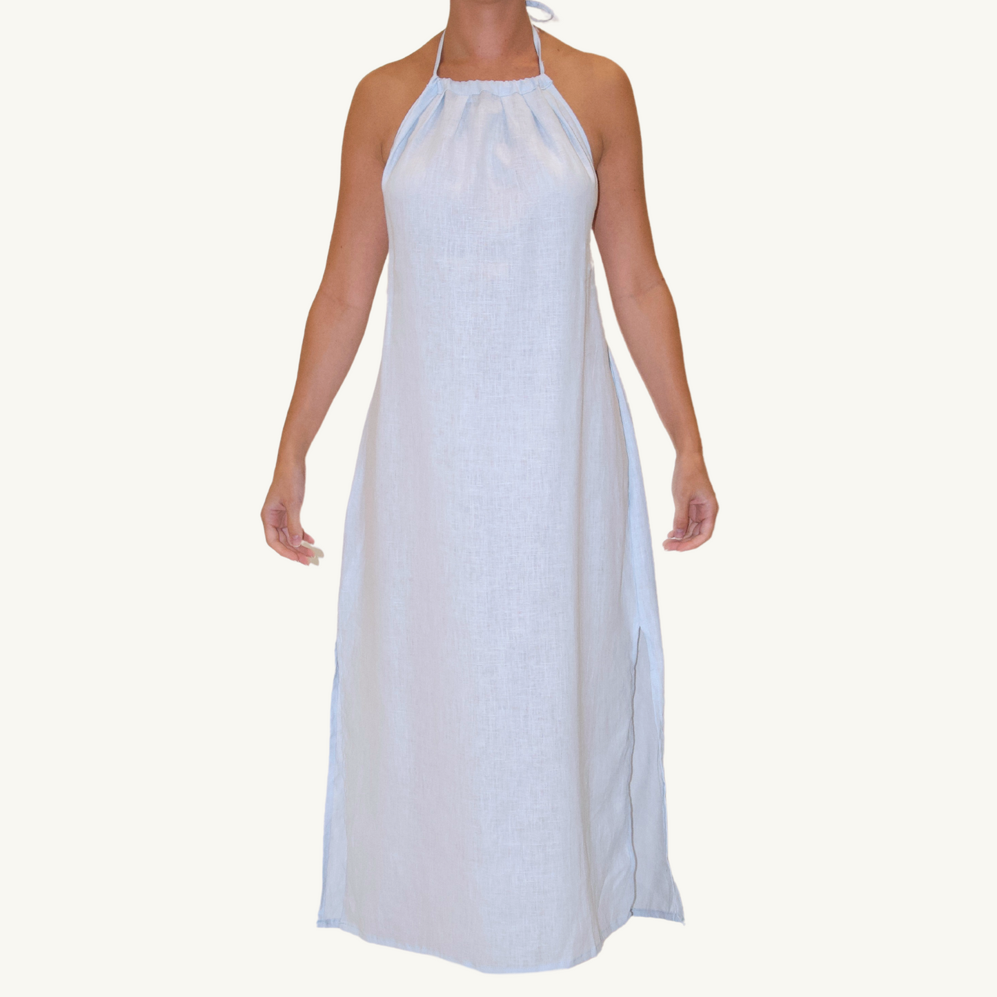 The Aianna - Blue 100% Linen Dress
