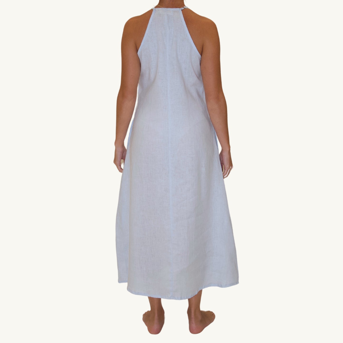 The Lotus - 100% Women's Linen Dress Blue