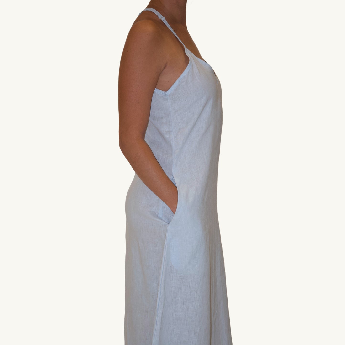 The Lotus - 100% Women's Linen Dress Blue