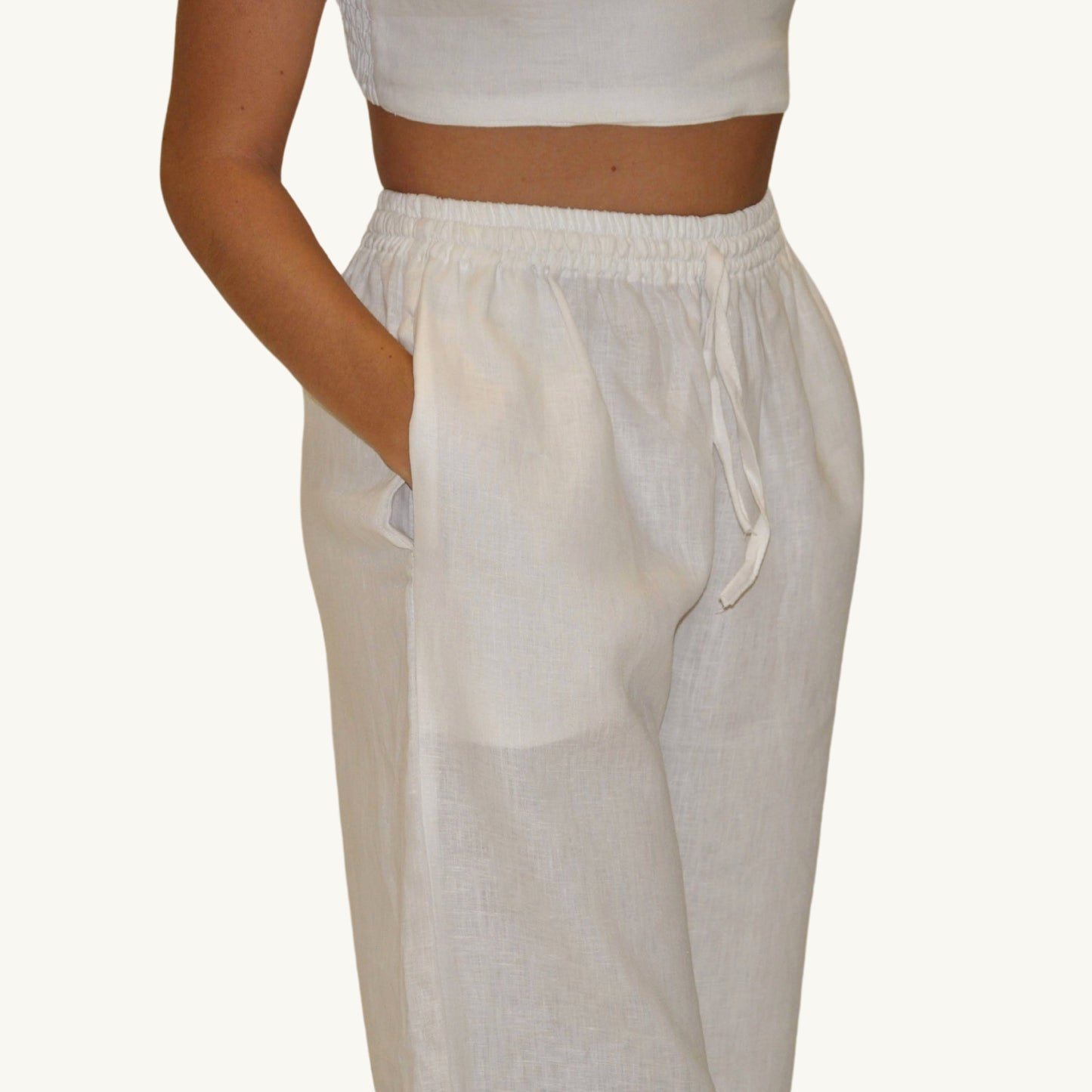 White Linen Pants - Women's 100% Linen Pants