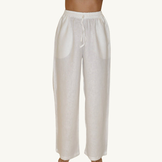 White Linen Pants - Women's 100% Linen Pants