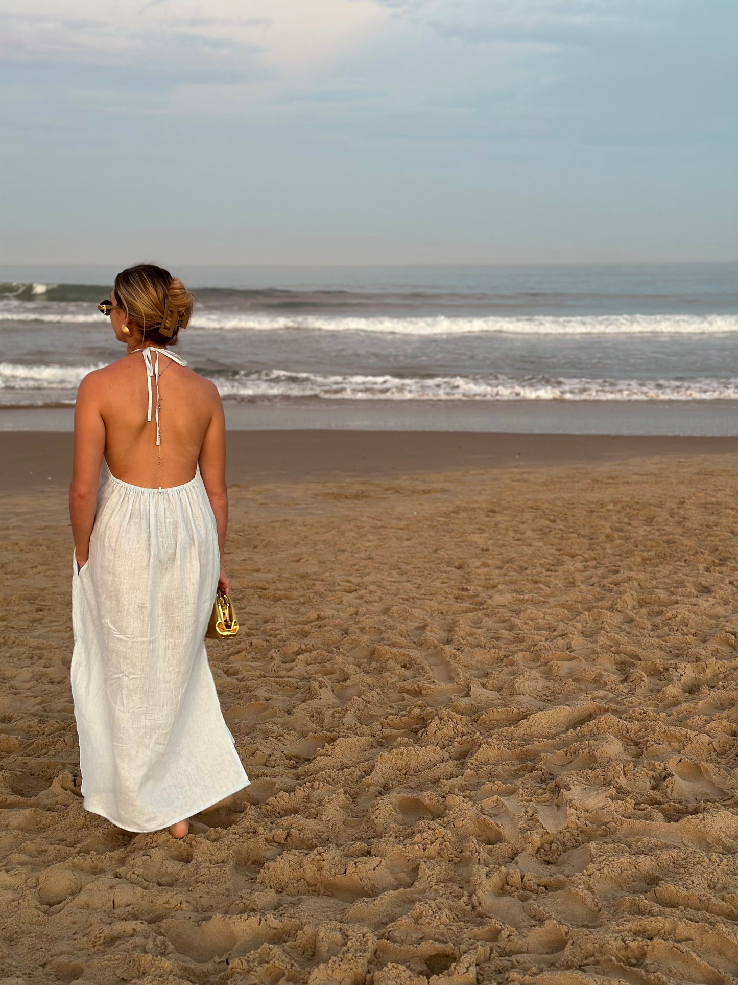 The Aianna - White Women's 100% Linen Dress