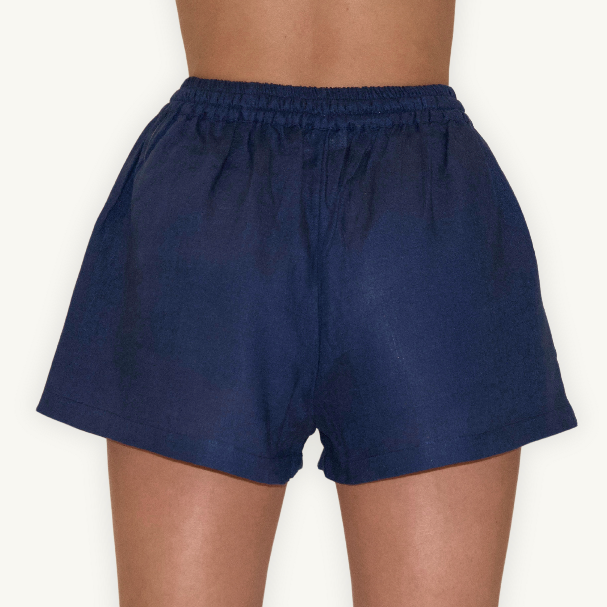 Navy Blue 2-inch linen shorts, crafted from lightweight, breathable fabric, ideal for casual and summer wear