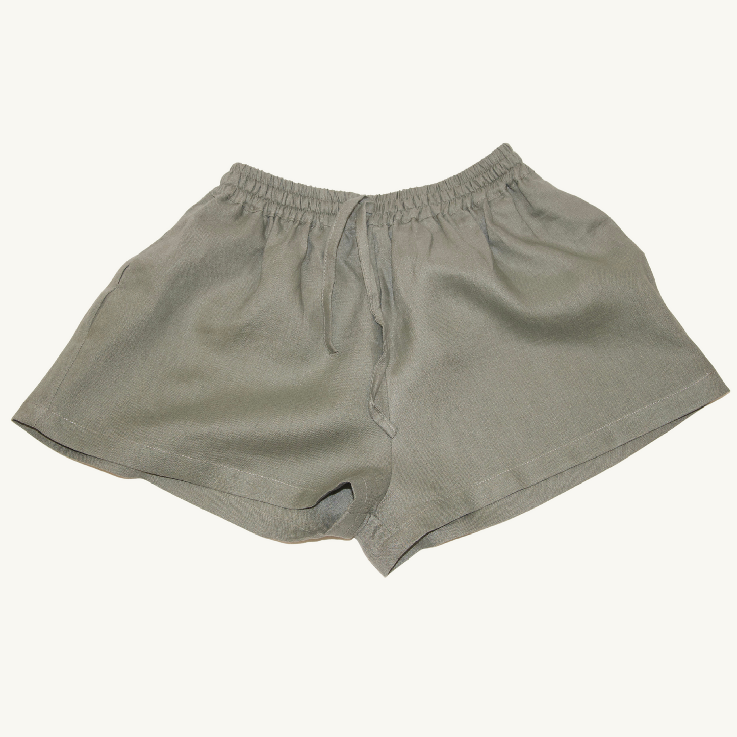 Olive Green 2-inch linen shorts, crafted from lightweight, breathable fabric, ideal for casual and summer wear.