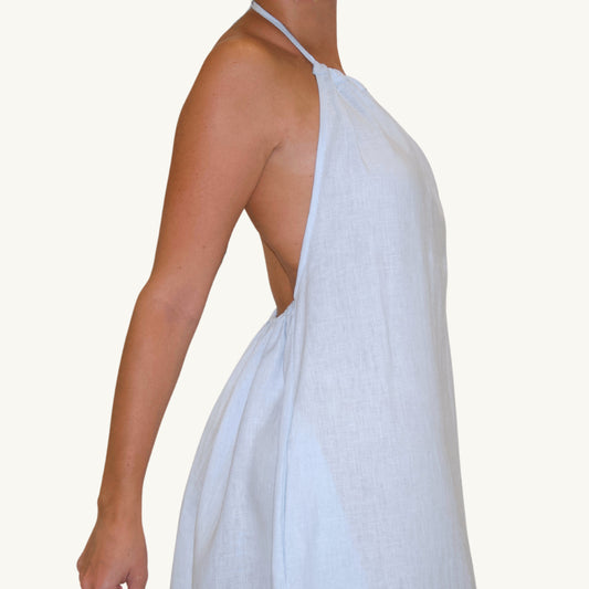 The Aianna - Blue 100% Linen Dress